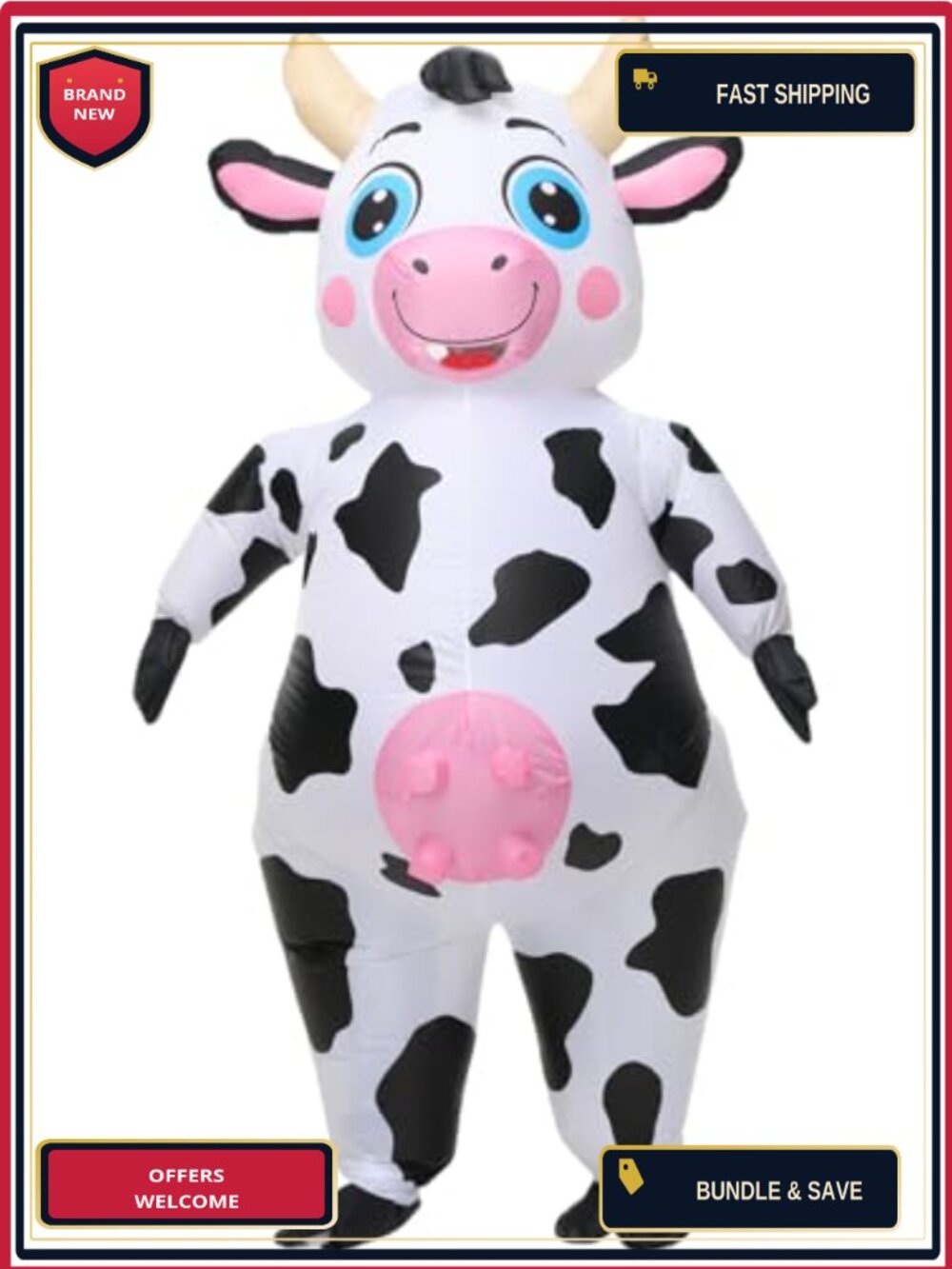 Arokibui Inflatable Cow Costume Funny Blow Up Animal Suit Cosplay Party